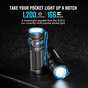 Olight Baton3 1,200 Lumens Ultra-Compact Rechargeable EDC Flashlight, Powered by Rechargeable Battery