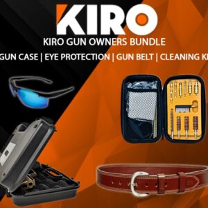 Kiro Premium Gun Owners bundle - Handgun Case, Cleaning Kit, Eye Protection & Gun Belt