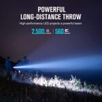 Olight Warrior X 3 2500 Lumens Rechargeable Tactical Flashlight with 560 Meters Beam Distance (Warrior X 3-BLK)